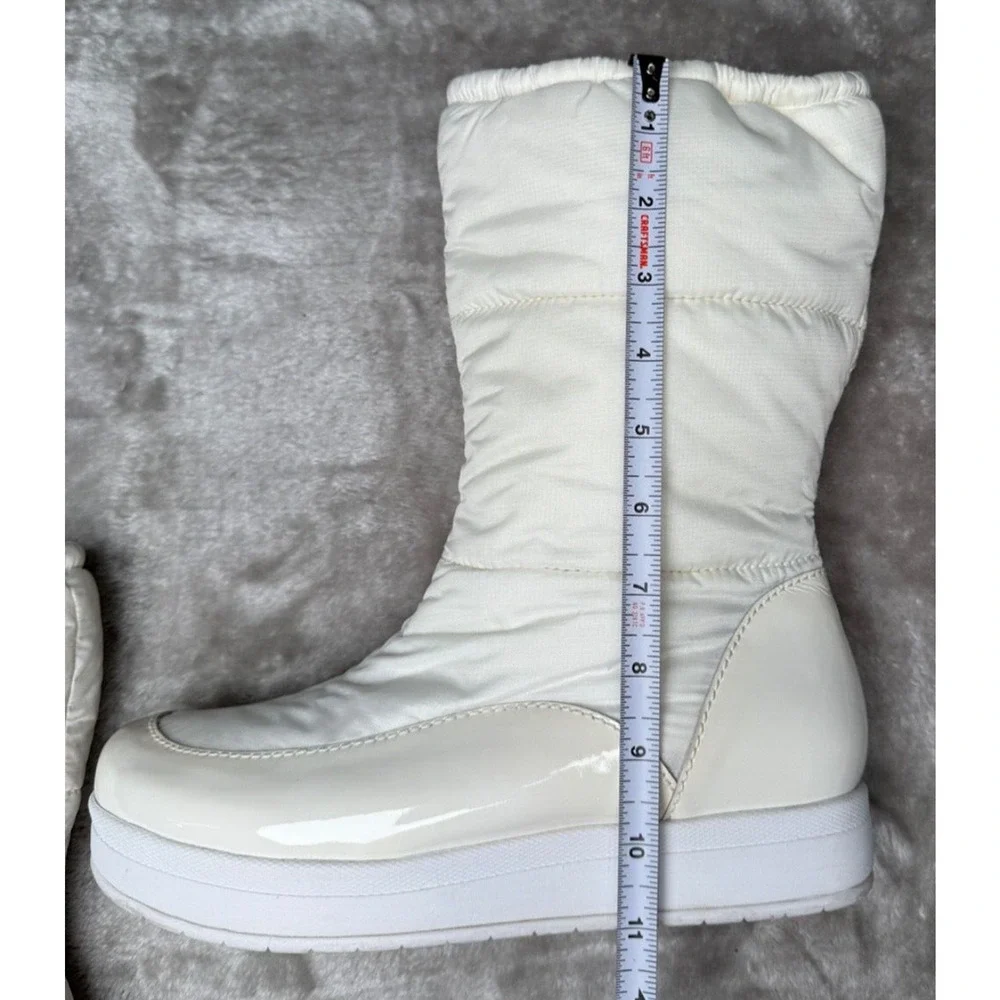 Cole Haan Alexa Ivory Leather White Puffy Waterproof Boots NikeAir Womens 8.5